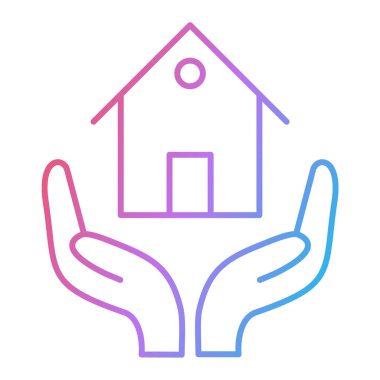 el ele tutuşan ev hattı biçim vektör illüstrasyon tasarımı