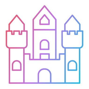 Şato kulesi ikonu. Web için ortaçağ inşa vektör simgelerinin özet çizimi