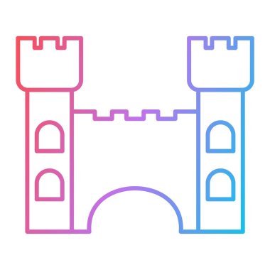 Şato kulesi ikon vektörü. İnce çizgi işareti. izole edilmiş sınır sembolü çizimi