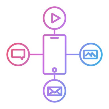 çizgi bilgisayar ağı simgesi beyaz arkaplanda izole edildi. Renkli taslak konsepti. vektör.