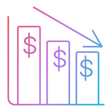 Dolar sembollü finansal büyüme grafiği, vektör illüstrasyonu