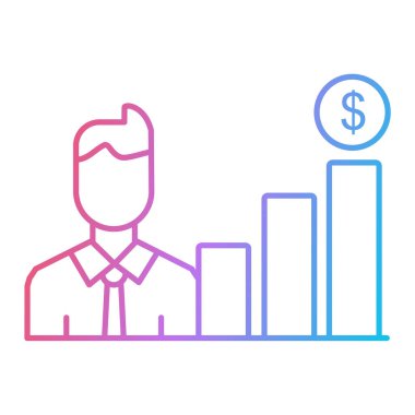 Finans grafiği ikon vektör illüstrasyon tasarımı ile iş adamı