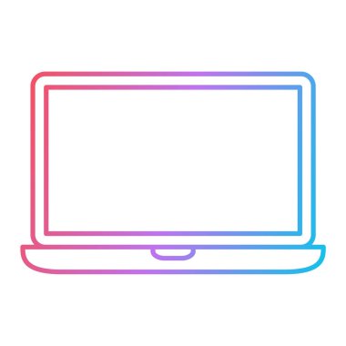 Dizüstü bilgisayar simgesi. Düz tasarım stili. Vektör çizim.