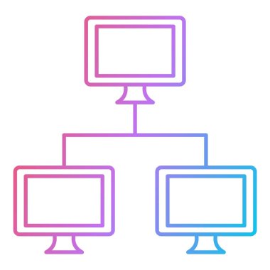 Bilgisayar monitörü simgesi. Web için dizüstü bilgisayar vektör simgelerinin özet çizimi
