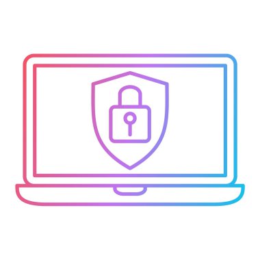 asma kilit ve kalkan vektör çizimine sahip dizüstü bilgisayar