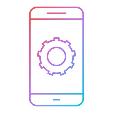 Ayarlar satır simgesi, vektör illüstrasyonlu akıllı telefon