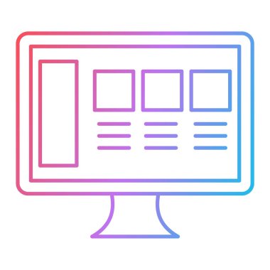 Bilgisayar monitörü simgesi. vektör illüstrasyonu