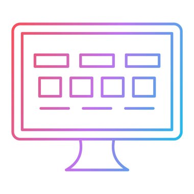 Bilgisayar monitörü simgesi. vektör illüstrasyonu