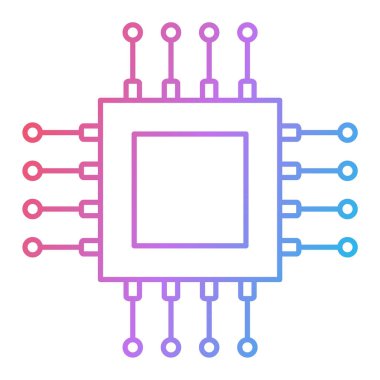 işlemci çipi ikon vektör çizimi