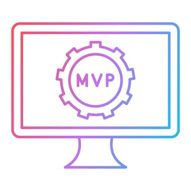 Ayarlar satır simgesi, vektör illüstrasyonlu bilgisayar monitörü