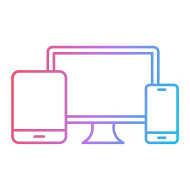 Tablet bilgisayarı ve bilgisayar vektör illüstrasyonlu akıllı telefon