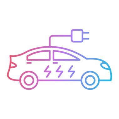 Araba şarj ikonu. Web için elektrikli araç vektör çizgisi simgelerinin özet çizimi