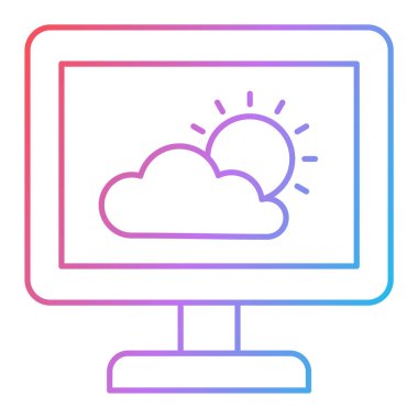 Bulut hesaplama simgesi. Web için güneş vektör simgelerinin özet çizimi