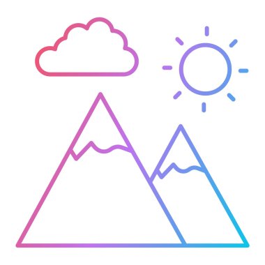 Beyaz arkaplanda izole edilmiş düz bir dağ simgesi. vektör illüstrasyonu