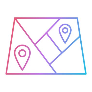 Harita işaretleyici simgesi. Çizgi konum rotası çizim sembolü ve web tasarımı. beyaz arkaplanda izole