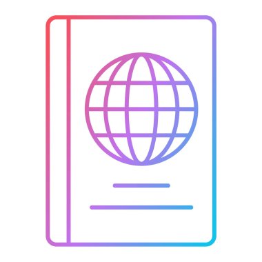 Biyometrik tanımlama ikonlu pasaport. düz tasarım biçimi.