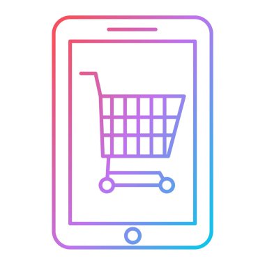 Cep telefonu vektör çizimine sahip alışveriş arabası