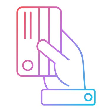 El ele tutuşan kredi kartı ikonu vektörü. Taslak adam yazı tura atıyor. izole edilmiş sınır sembolü çizimi