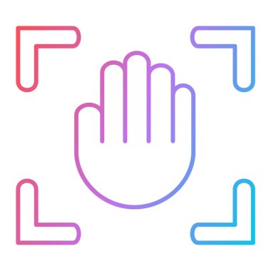 Dur işareti simgesiyle el. İnce çizgi sembolü. düz dizayn.