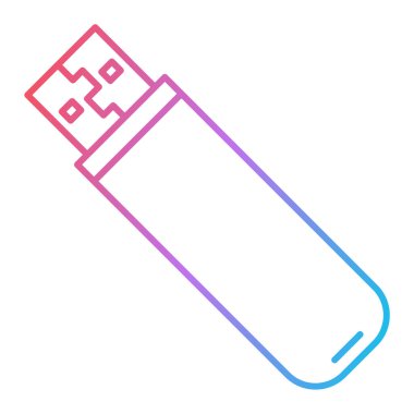 usb flash disk simge vektörü. İnce çizgi işareti. izole edilmiş sınır sembolü çizimi