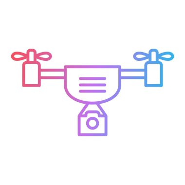 İHA kamera simgesi. Web için helikopter vektör çizgisi simgelerinin özet çizimi