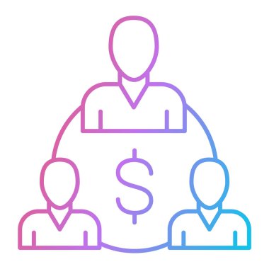 Dolar işareti ikon vektörü olan bir adam. İnce çizgi sembolü. izole edilmiş sınır çizimi