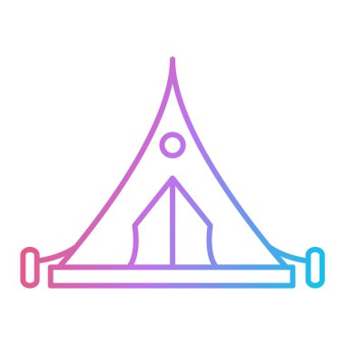 Kamp çadırı ikonu. Turist vektör sembolünün ana hatları.