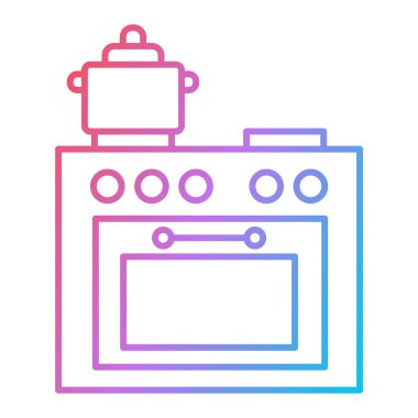 Mutfak sobası ikonu. Web için fırın vektör simgelerinin özet çizimi