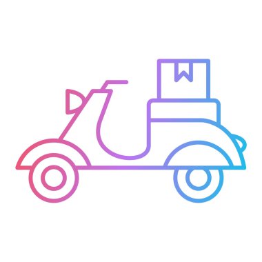 Teslimat servisi simgesi. Kurdeleli ve ok vektör resimli scooter