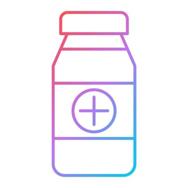 İlaç şişesi ikonu. Beyaz arkaplanda izole edilmiş web tasarımı için eczane hapı vektör illüstrasyon sembolü