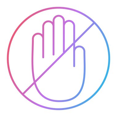 Dur işareti simgesiyle el. İnce çizgi sembol tasarımı. vektör illüstrasyonu.