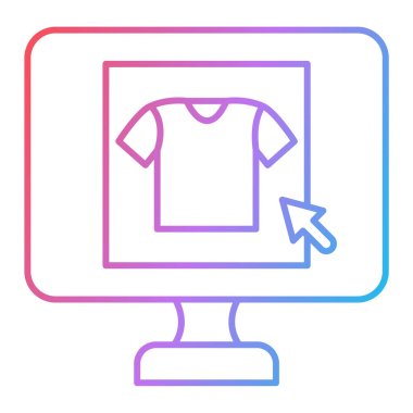 Çevrimiçi alışveriş çizgisi simgesi, konsept illüstrasyon, taslak sembol, vektör işareti, doğrusal mavi.