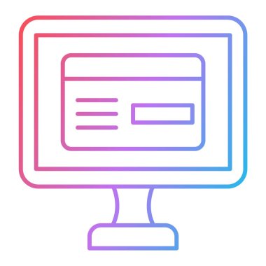 Kredi kartı ve ekran vektör illüstrasyon tasarımlı bilgisayar monitörü