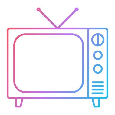 Televizyon ikonu. Web için televizyon vektör simgelerinin basit illüstrasyonu