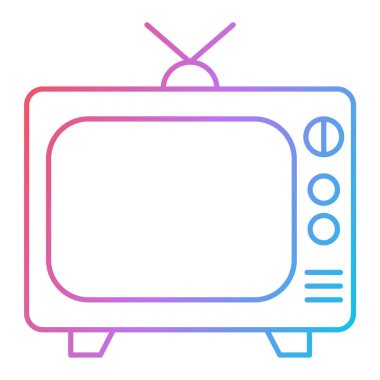 Televizyon ikonu. Web için televizyon vektör simgelerinin özet çizimi