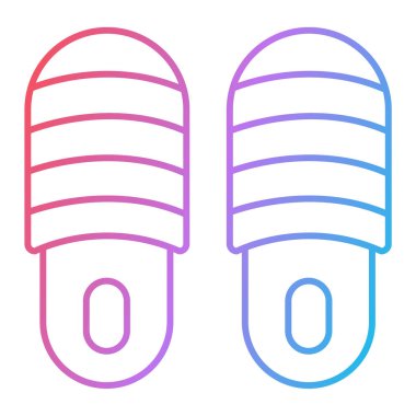 Parmak arası terlik ikonu. Terlik vektör simgelerinin ince çizgi çizimi