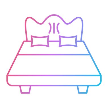 Beyaz arkaplanda izole edilmiş web tasarımı için yatak odası vektör simgesinin basit illüstrasyonu