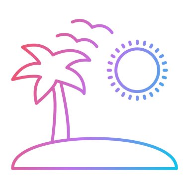 plaj ve palmiye ağacı ikonu vektör çizimi tasarımı