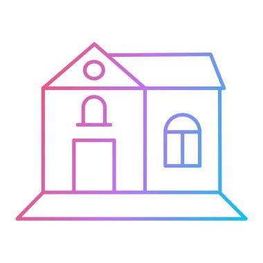 Ev binası ikonu. Web için ev vektör simgelerinin özet çizimi