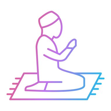 Dua ikonu. Ana hatlarıyla Müslüman rahip vektör sembolü. izole kontur tasarımı.