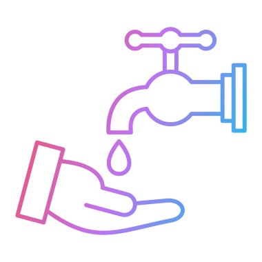 Su musluğu ikonu vektörü. El ele tutuşan musluk. izole edilmiş sınır sembolü çizimi