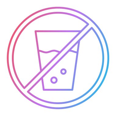 Bir bardak su ikonunun vektör çizimi, içecek yok