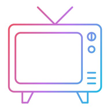 Televizyon ikonu. Web için televizyon vektör simgelerinin özet çizimi