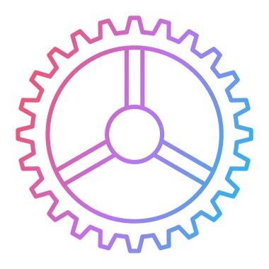 dişli simgesi. Ağ için çarklı vektör simgelerinin basit çizimi