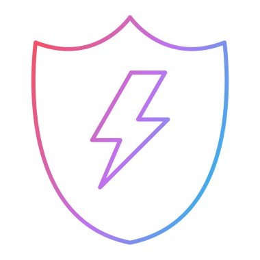 Yıldırım ikonlu kalkan. vektör illüstrasyonu