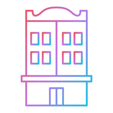 Ev binası ikonu. Web için otel vektör simgelerinin özet çizimi