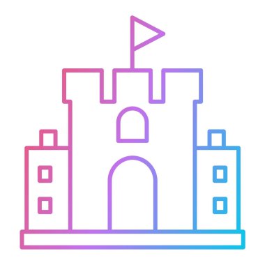 Şato kulesi ikonu. Yapı vektörünün basit gösterimi.