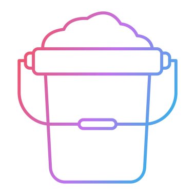 Su dolu kova ve kürek vektör illüstrasyon tasarımı