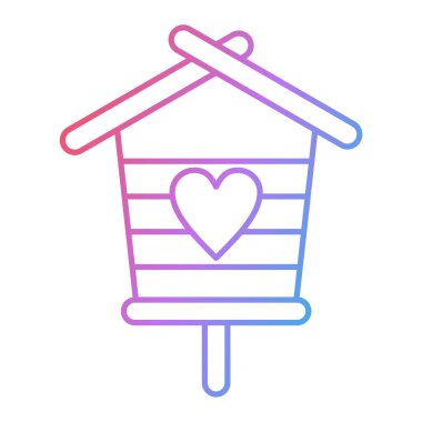 kalp şeklinde bir ev ve çiçek vektör çizimi