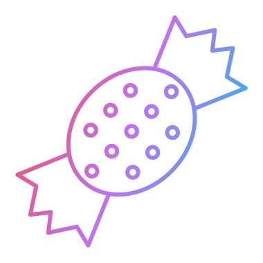 Tatlı şeker ikonu. Ana hatları pembe ve mor etiketli vektör çizimi. beyaz arkaplanda izole